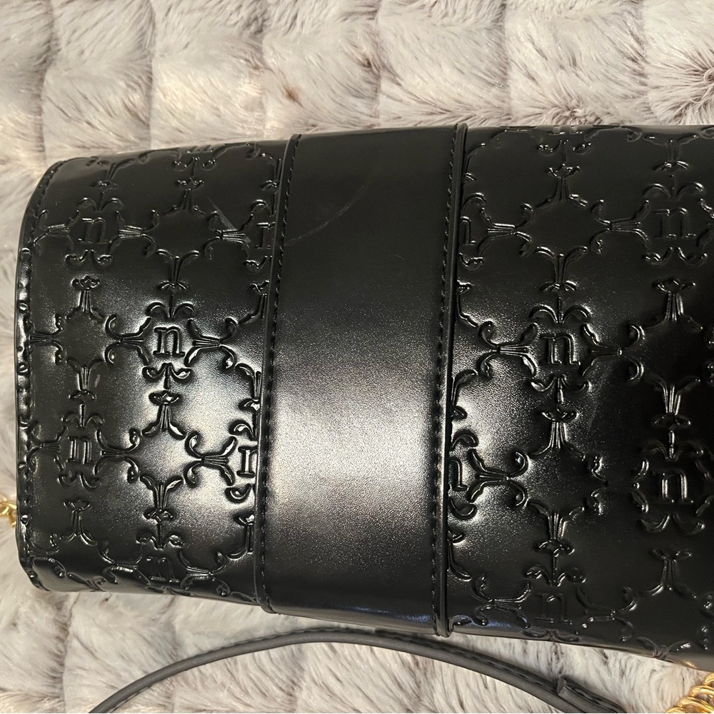 Nanette Lepore Glossy Black Embossed Clutch - Picture 7 of 10